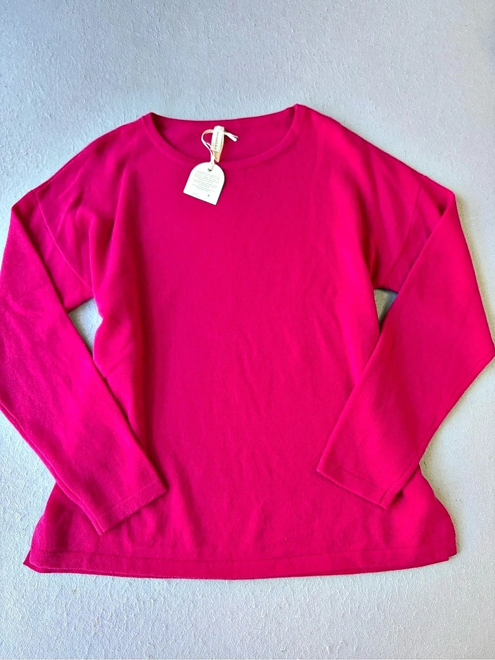 NWT Van Winkle & Co 100% Cashmere Crew Neck Pullover Lipstick Pink Size Large